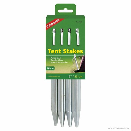COGHLANS TENT STAKES 9 in. STEEL, 4PK 9809